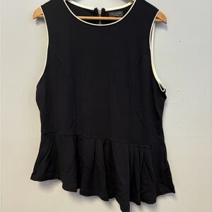0424-41 Navy Sleeveless Peplum Top